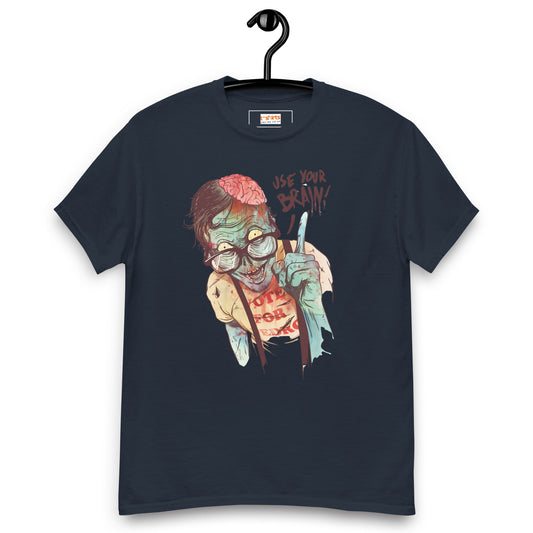 Use Your Brain T-Shirt | Zombie Tee - Navy - T-Shirts Online