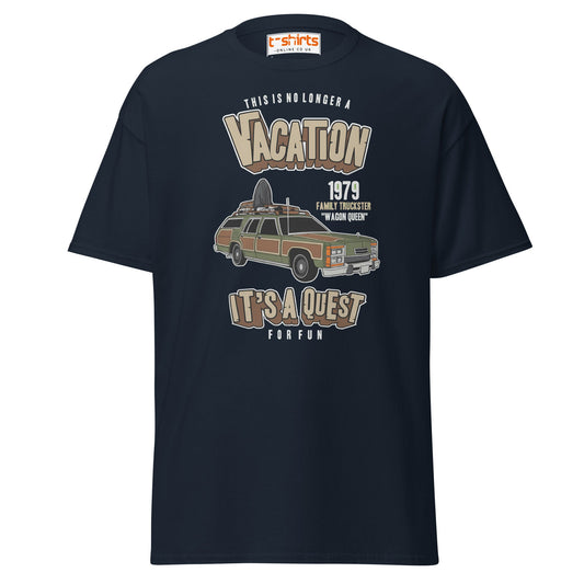 Vacation Wagon Queen T-Shirt | Retro Family Truckster Tee - Navy - T-Shirts Online