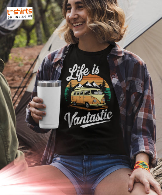 Vantastic T-Shirt | Unisex Softstyle Camping T-Shirt - Black - T-Shirts Online