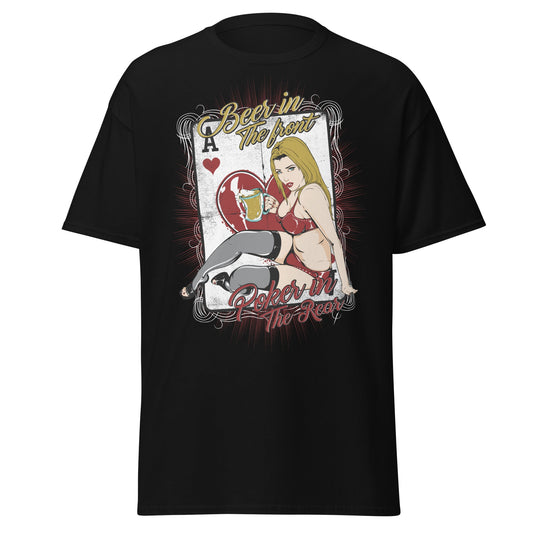 Vintage Poker Pin - Up T-Shirt: Ace of Hearts Art - Black - T-Shirts Online