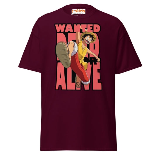 Wanted Dead or Alive Anime T-Shirt | Bold Kick Tee - Maroon - T-Shirts Online