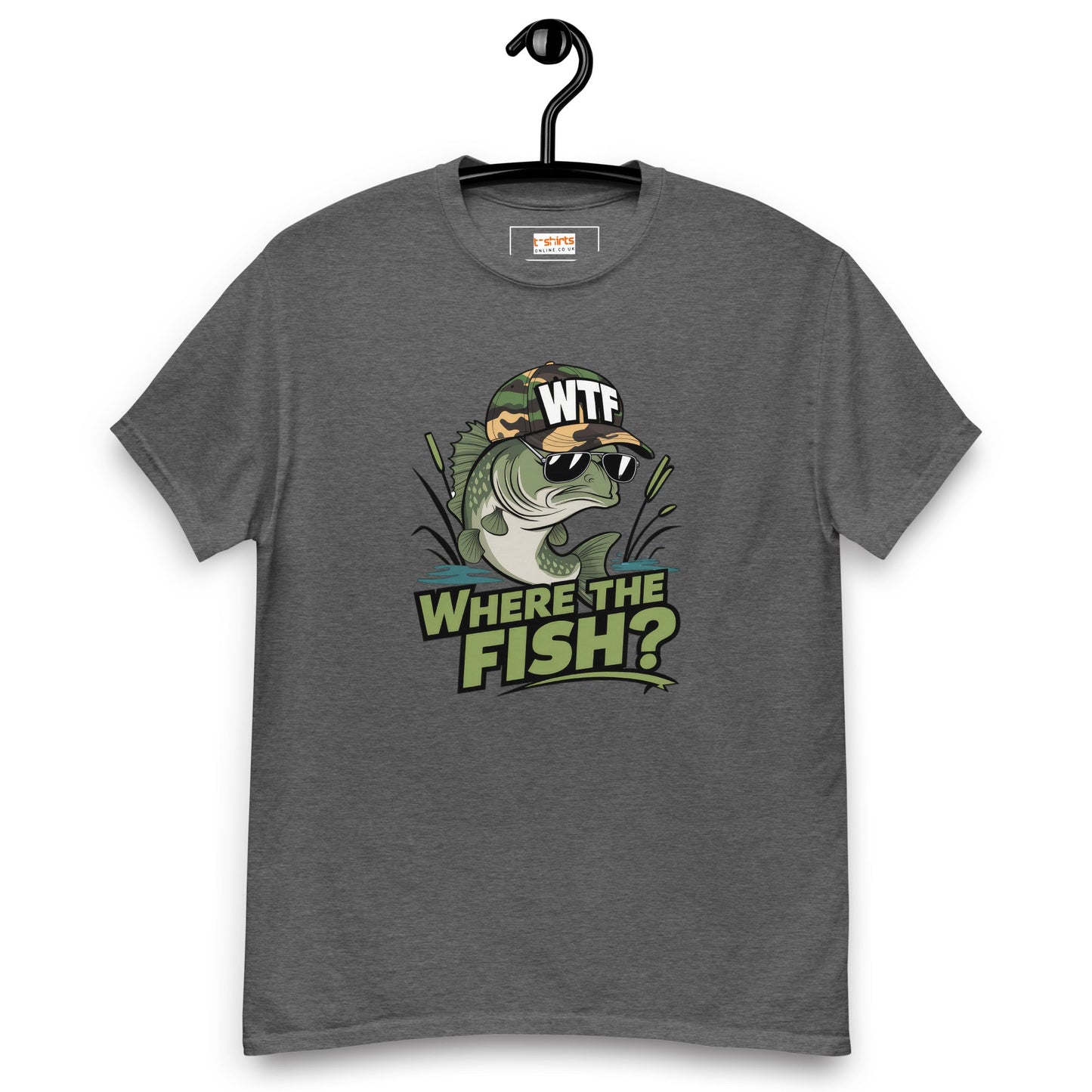 Where the Fish T-Shirt | Fishing T-Shirt - Dark Heather - T-Shirts Online