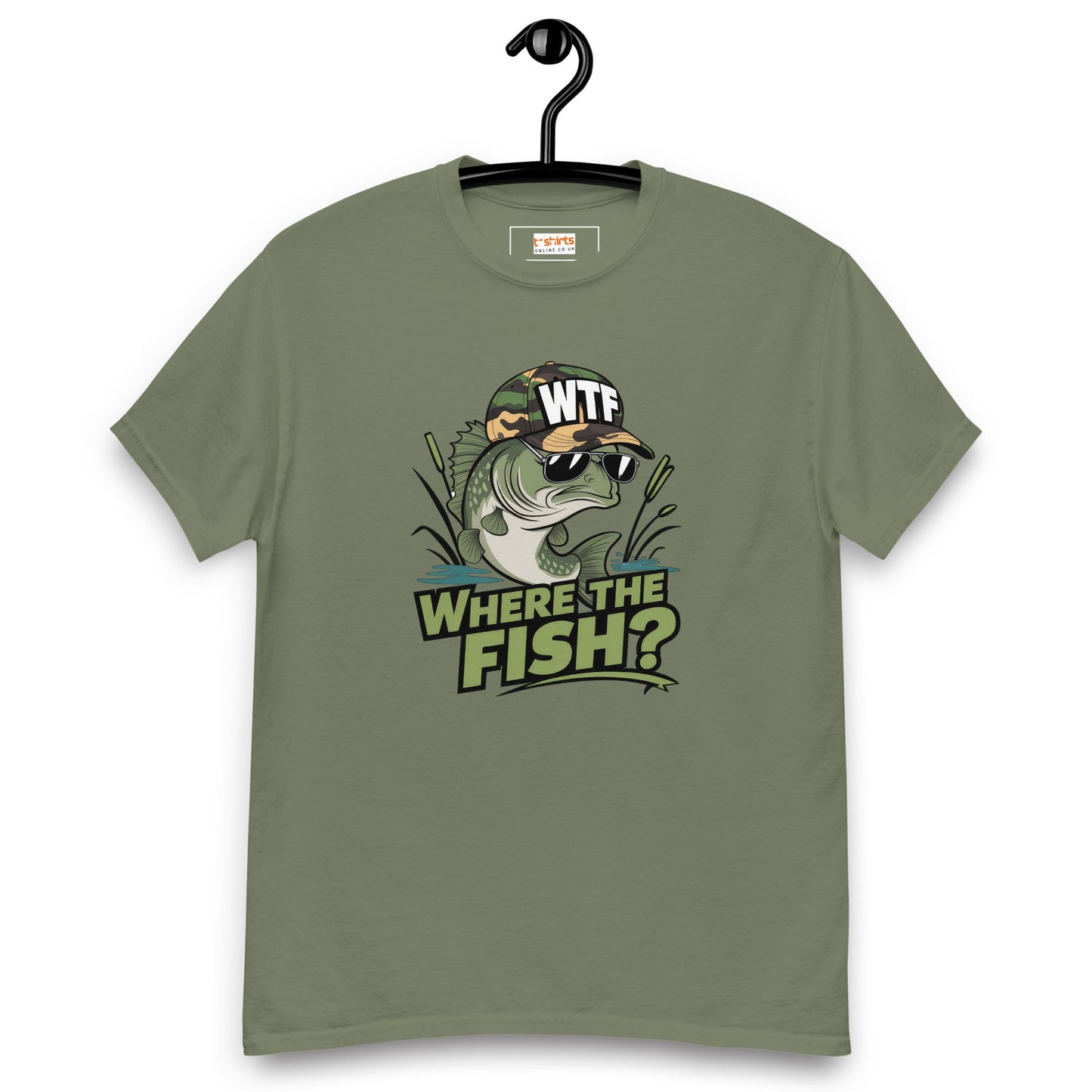 Where the Fish T-Shirt | Fishing T-Shirt - Military Green - T-Shirts Online