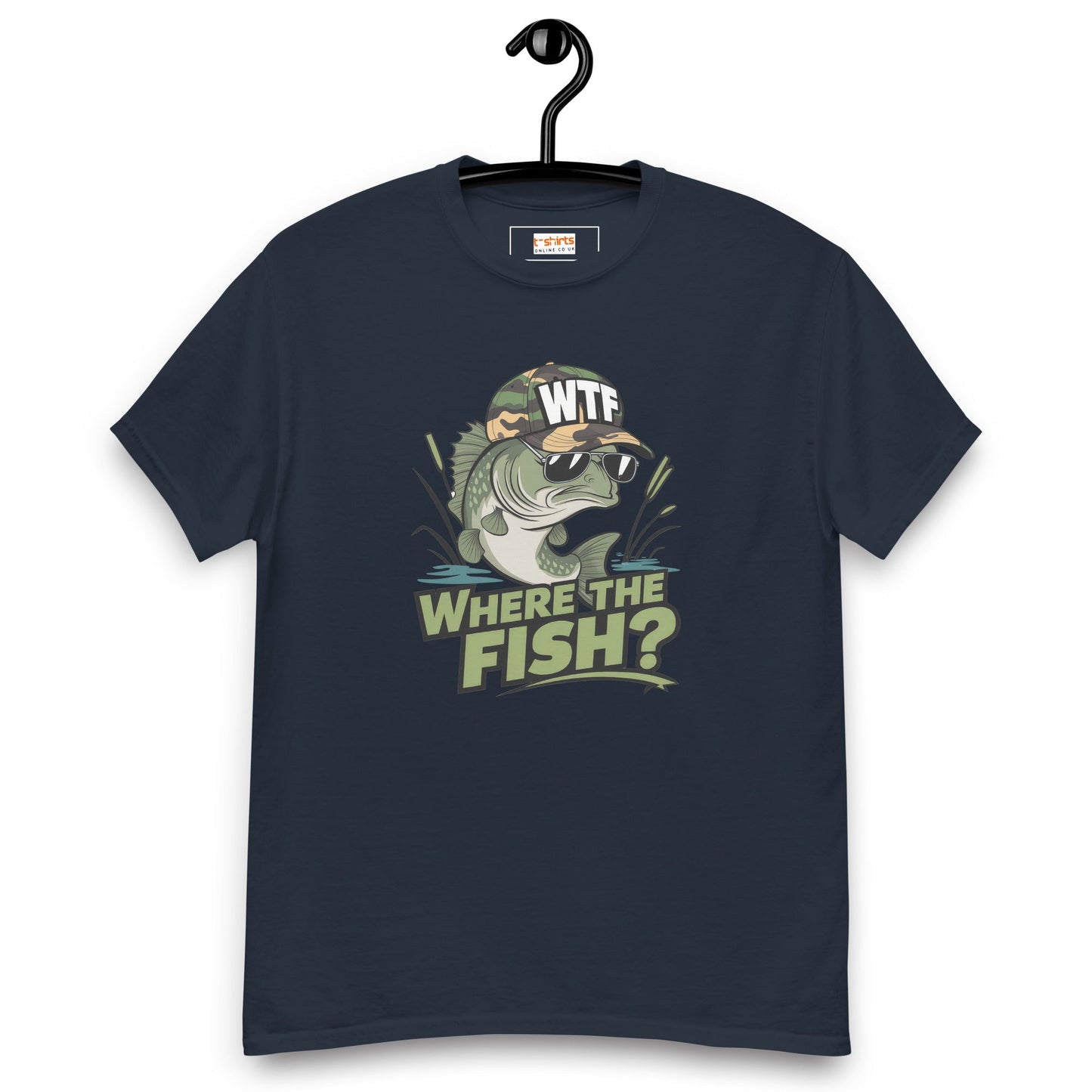 Where the Fish T-Shirt | Fishing T-Shirt - Navy - T-Shirts Online