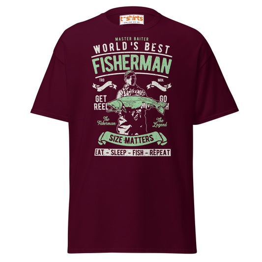World’s Best Fisherman T-Shirt - Maroon - T-Shirts Online