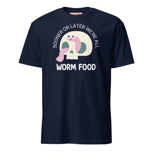 Worm Food Skull T-Shirt – Cute Dark Humor Tee - Navy - T-Shirts Online