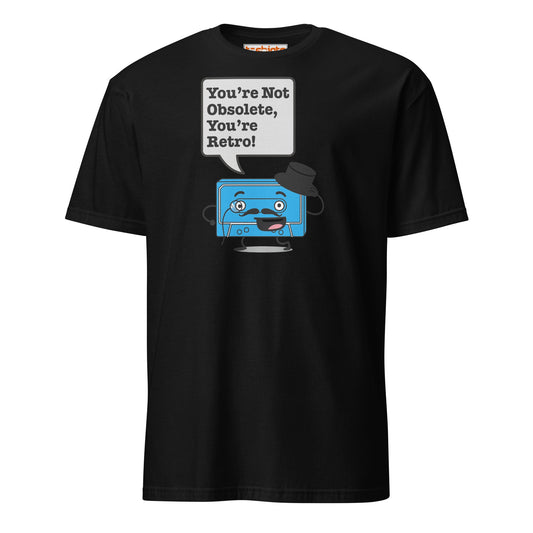 You're Not Obsolete Retro Cassette T-Shirt - Black - T-Shirts Online