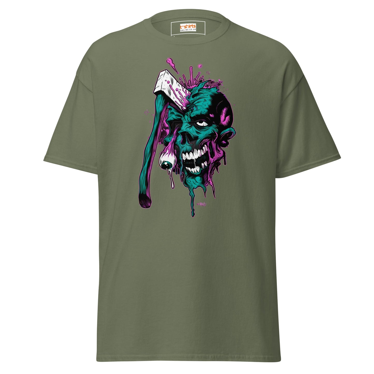 Zombie Axe | Zombie Horror T-Shirt - Military Green - T-Shirts Online