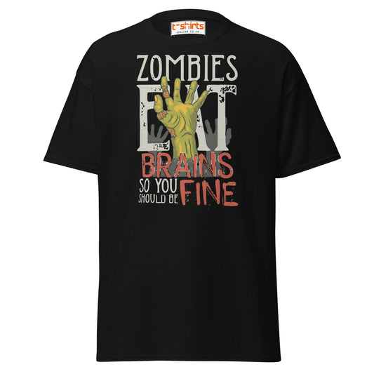 Zombies Eat Brains T-Shirt | Funny Horror Humor Tee - Black - T-Shirts Online