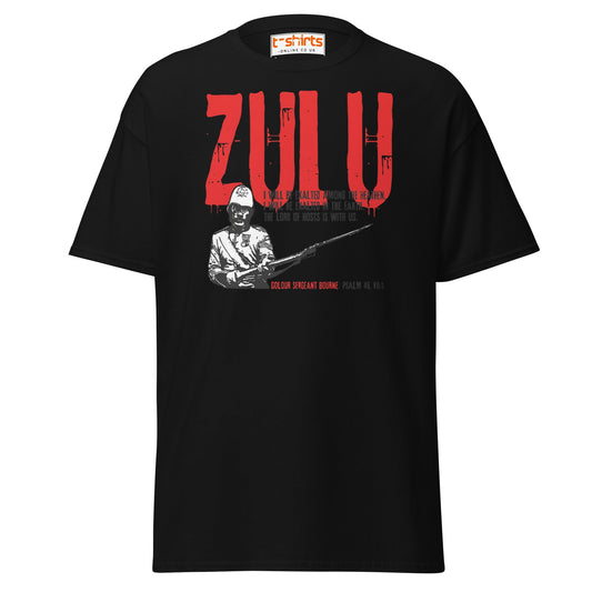 Zulu T-Shirt | Bold Red Graphic Tee with Psalm 46 Quote - Black - T-Shirts Online
