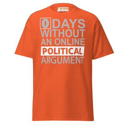 0 Days Without an Argument T-Shirt – Funny Internet Tee - Orange - T-Shirts Online