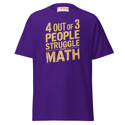 4 Out of 3 People Math Joke T-Shirt - Purple - T-Shirts Online