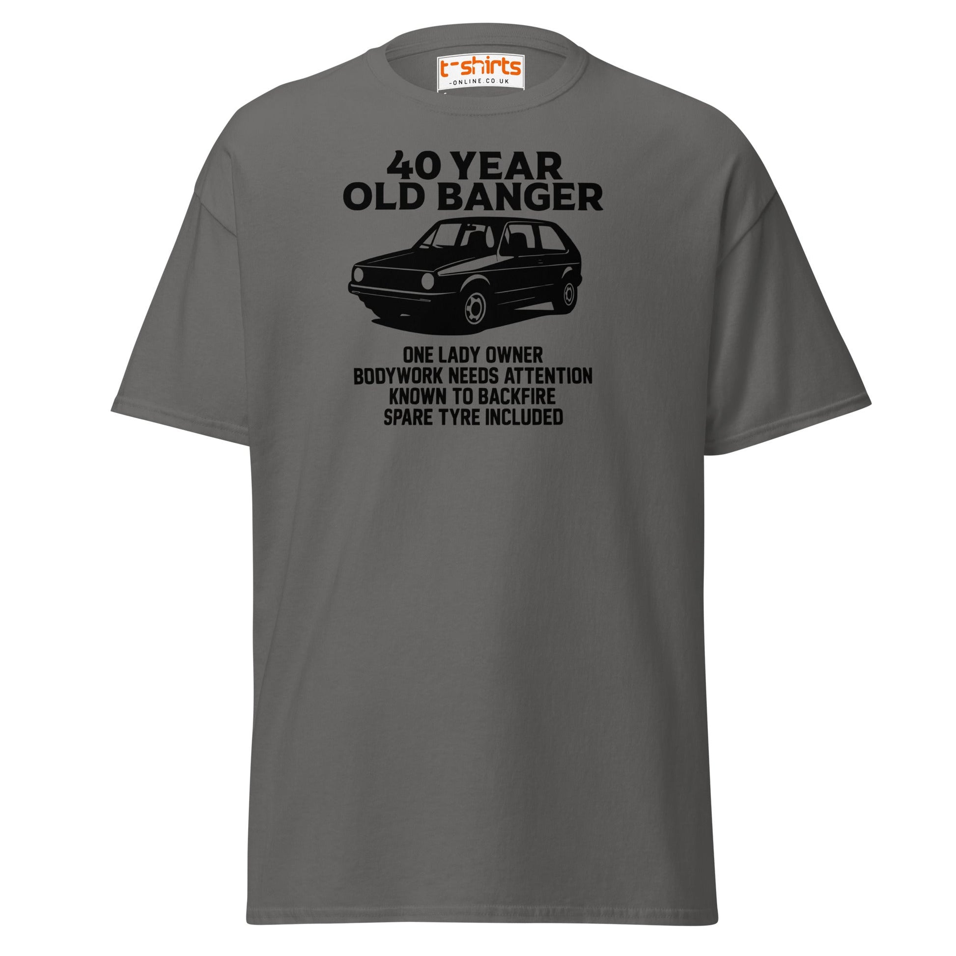 40 Year Old Banger T-Shirt – Funny Classic Car Birthday Tee - Charcoal - T-Shirts Online