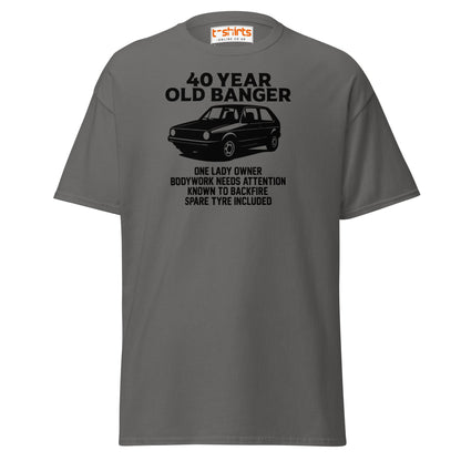 40 Year Old Banger T-Shirt – Funny Classic Car Birthday Tee - Charcoal - T-Shirts Online
