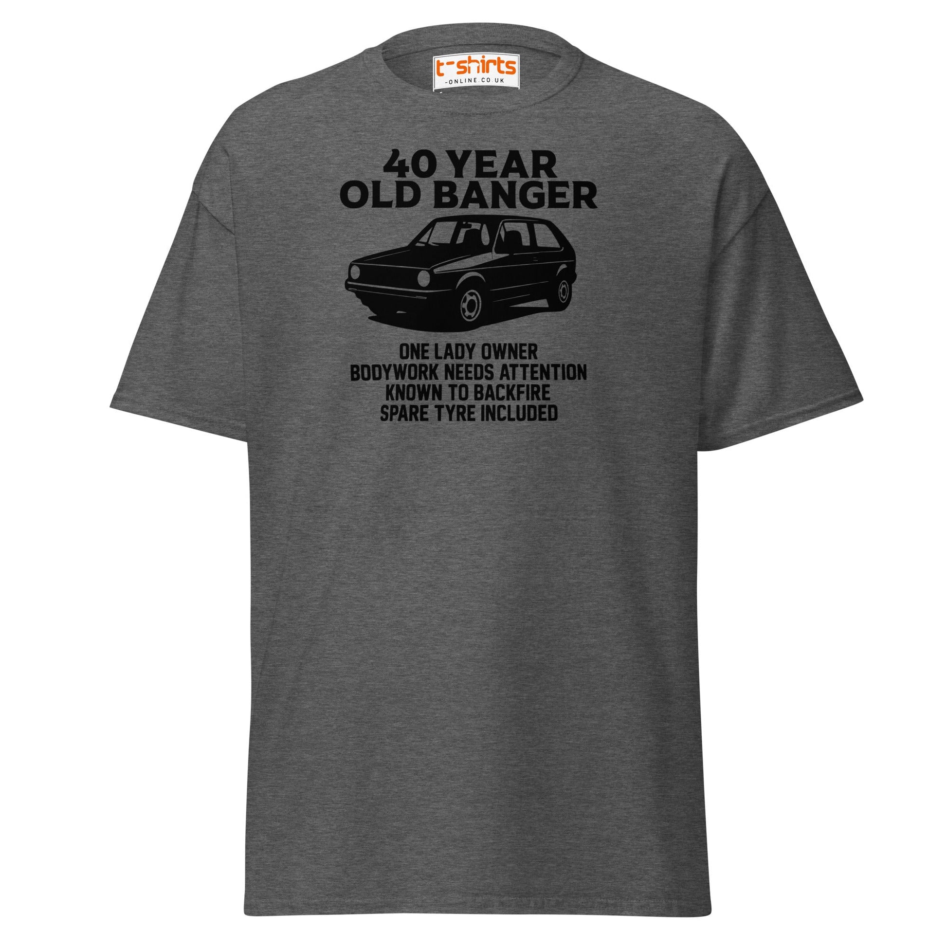 40 Year Old Banger T-Shirt – Funny Classic Car Birthday Tee - Dark Heather - T-Shirts Online