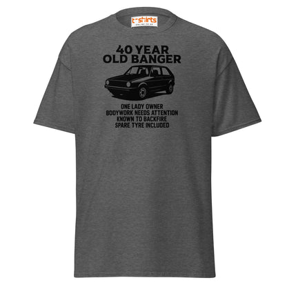 40 Year Old Banger T-Shirt – Funny Classic Car Birthday Tee - Dark Heather - T-Shirts Online