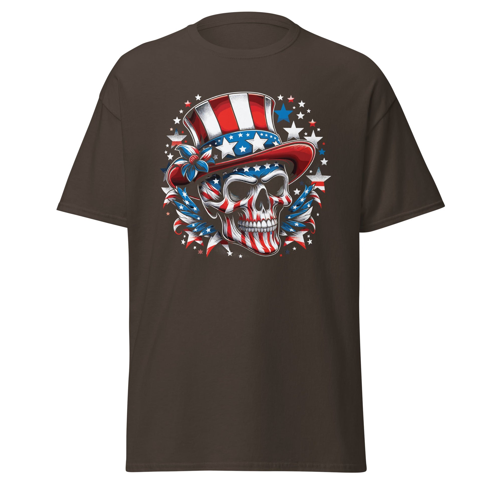 4th July Skull | Skull T-Shirt - Dark Chocolate - T-Shirts Online