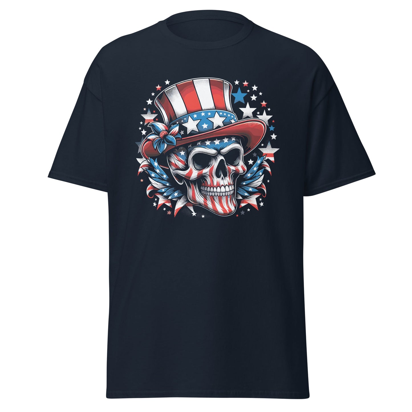 4th July Skull | Skull T-Shirt - Navy - T-Shirts Online