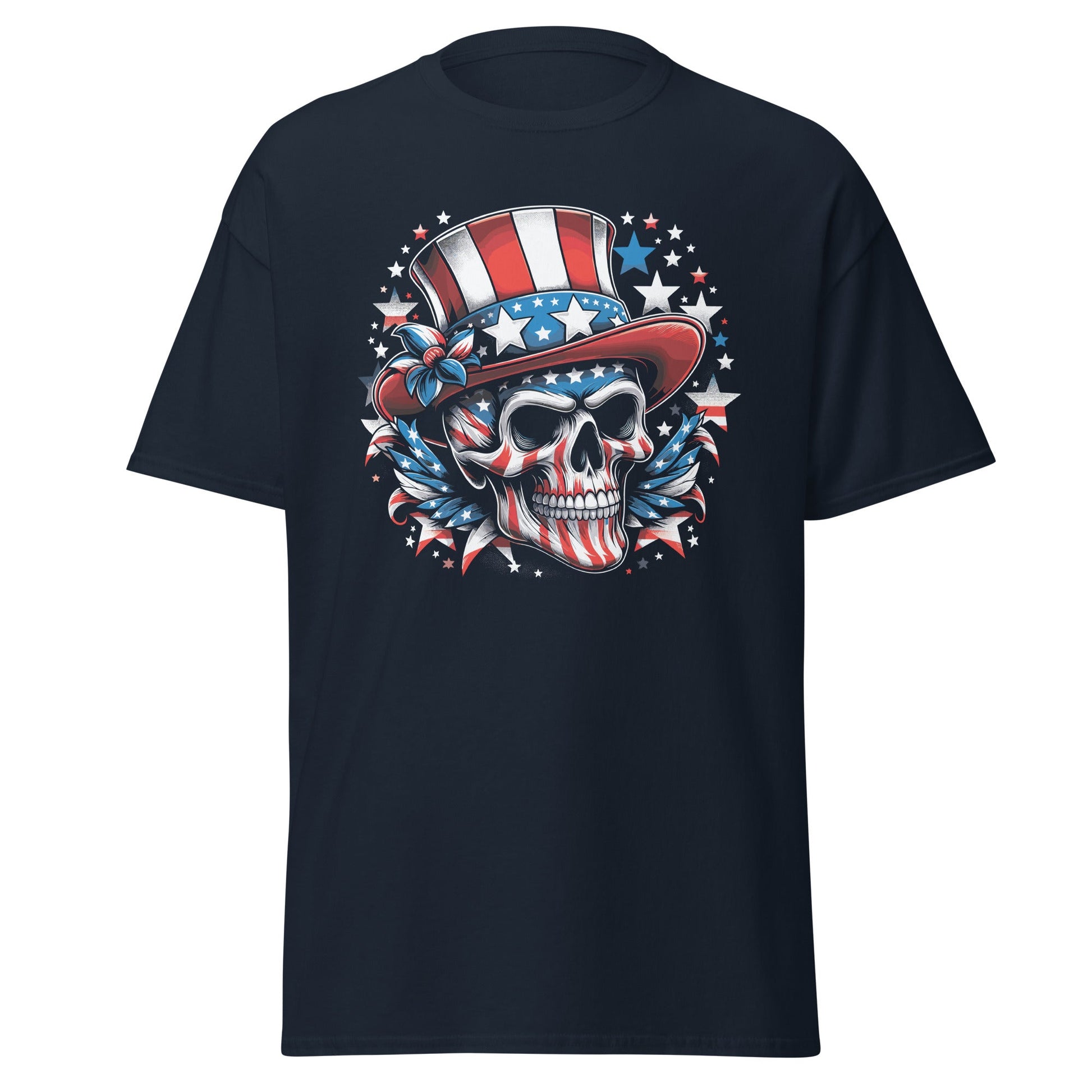 4th July Skull | Skull T-Shirt - Navy - T-Shirts Online