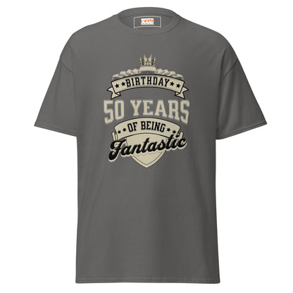 50th Birthday T-Shirt | Happy B Day Tee - Charcoal - T-Shirts Online