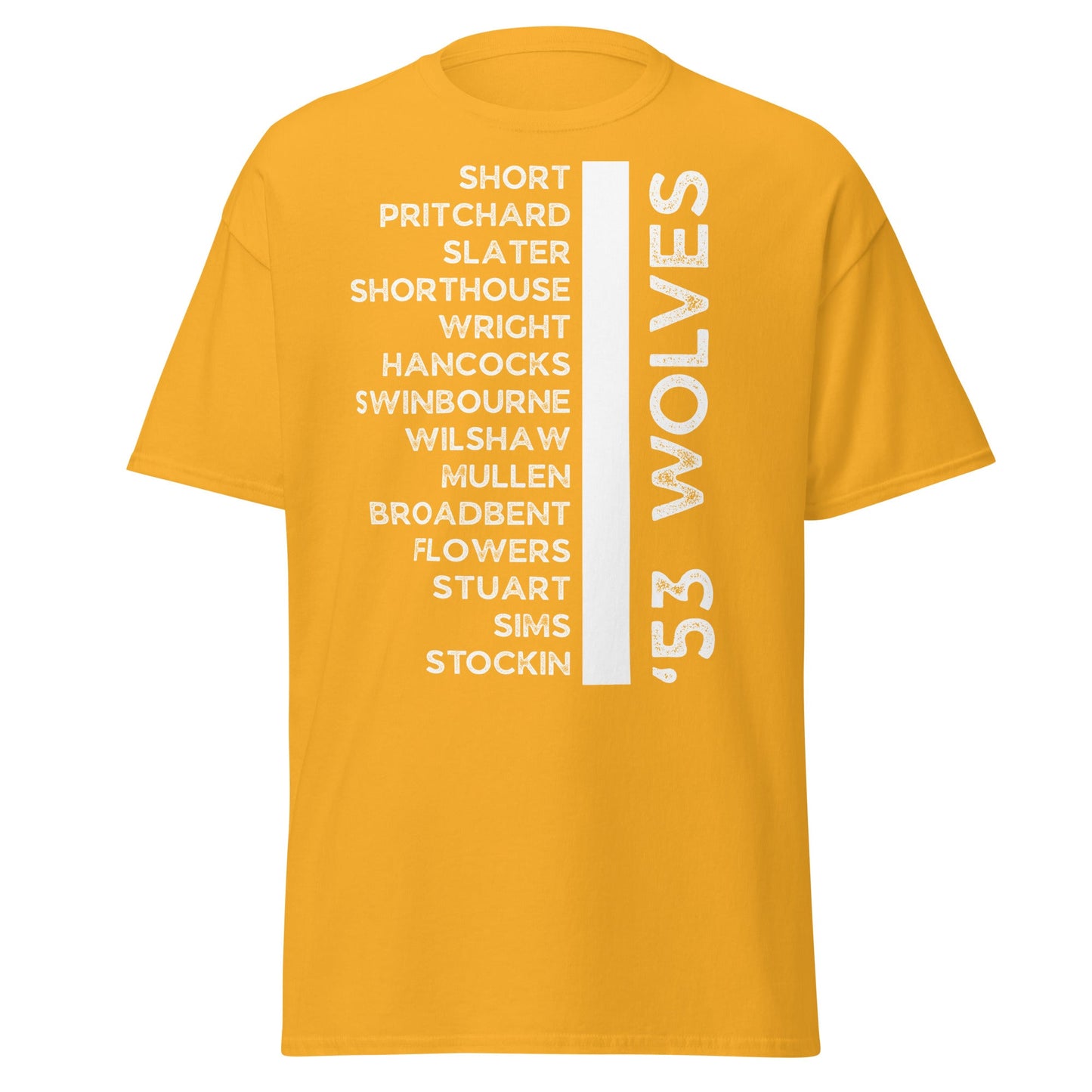 '53 Wolves Legends T-Shirt - 1953 - 54 Championship Squad Tee - Gold - T-Shirts Online