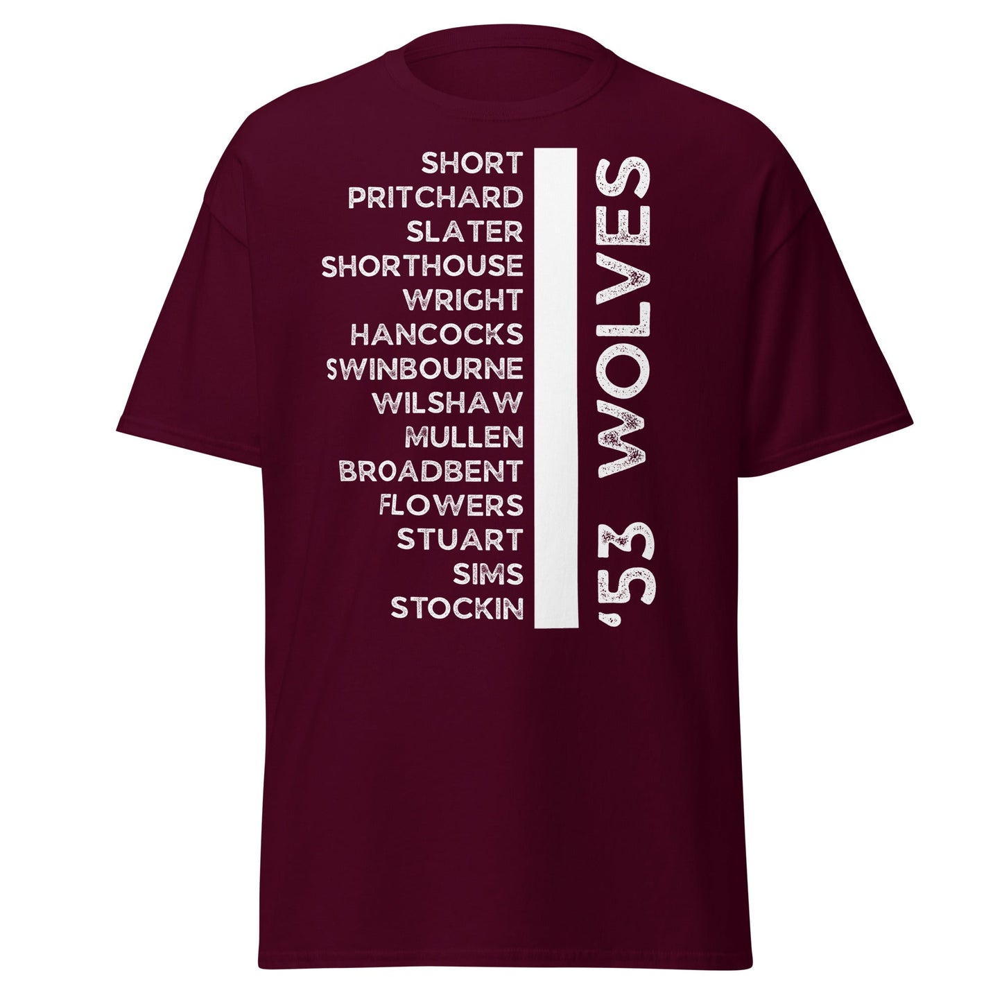'53 Wolves Legends T-Shirt - 1953 - 54 Championship Squad Tee - Maroon - T-Shirts Online