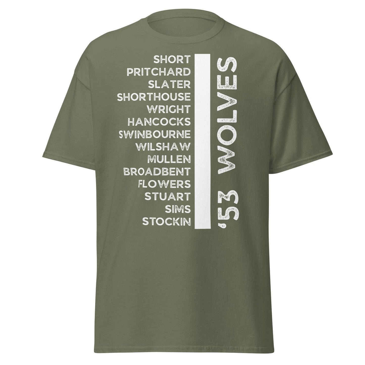 '53 Wolves Legends T-Shirt - 1953 - 54 Championship Squad Tee - Military Green - T-Shirts Online