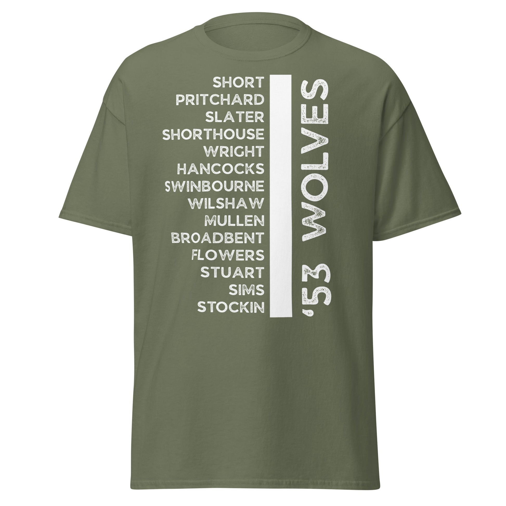 '53 Wolves Legends T-Shirt - 1953 - 54 Championship Squad Tee - Military Green - T-Shirts Online
