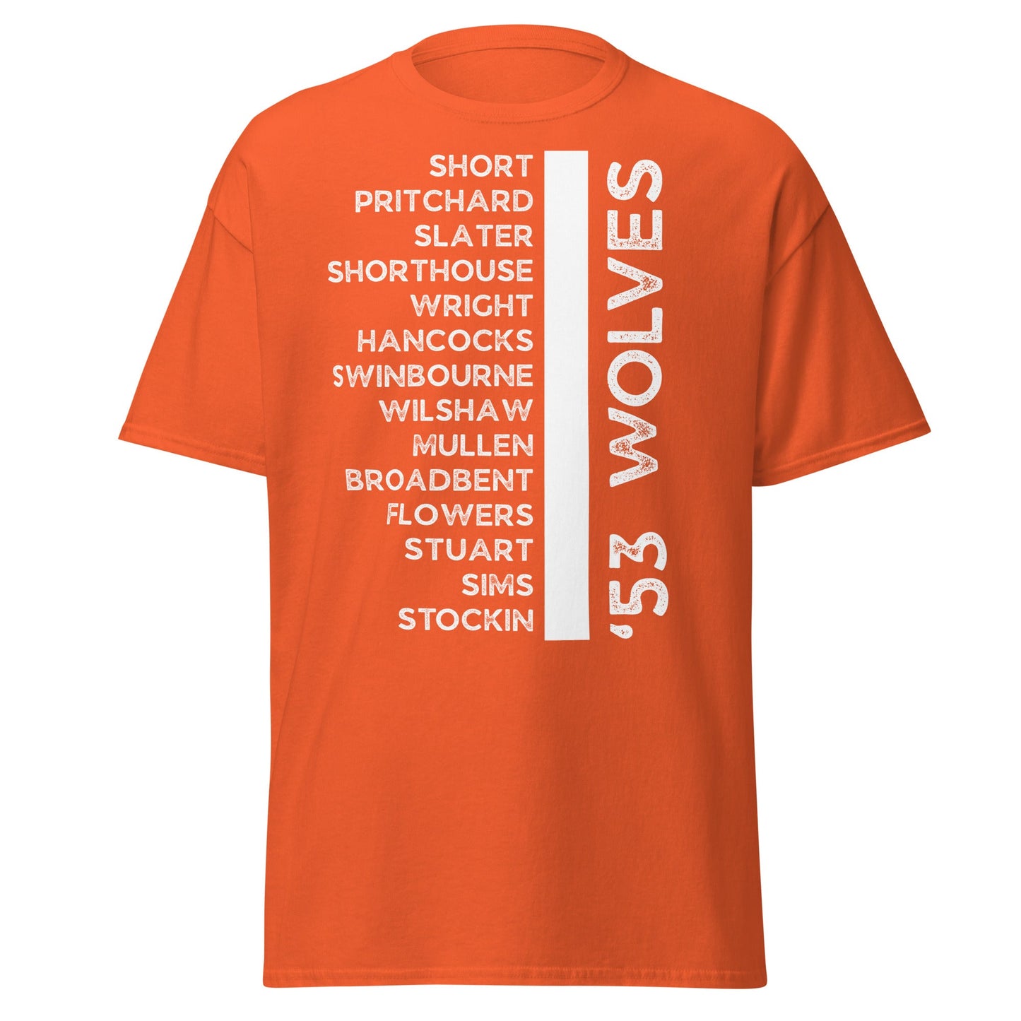 '53 Wolves Legends T-Shirt - 1953 - 54 Championship Squad Tee - Orange - T-Shirts Online