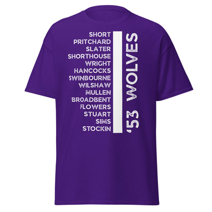 '53 Wolves Legends T-Shirt - 1953 - 54 Championship Squad Tee - Purple - T-Shirts Online