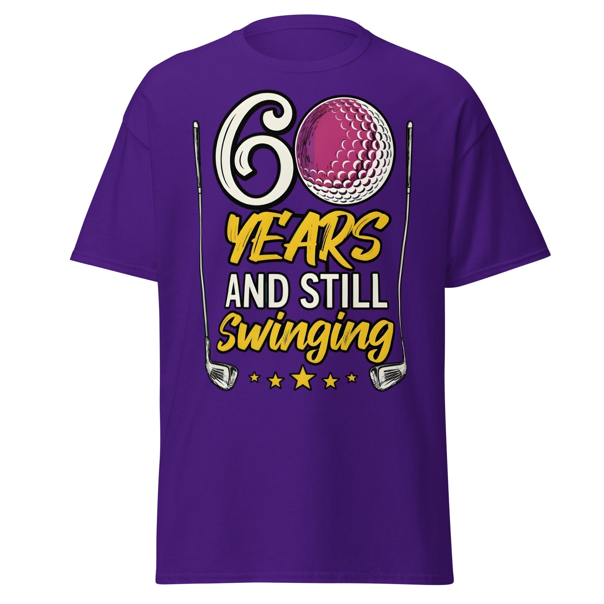 60 Years and Still Swinging Golf Birthday T-Shirt - Purple - T-Shirts Online
