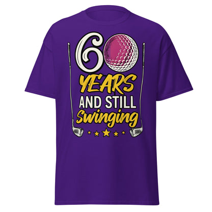 60 Years and Still Swinging Golf Birthday T-Shirt - Purple - T-Shirts Online