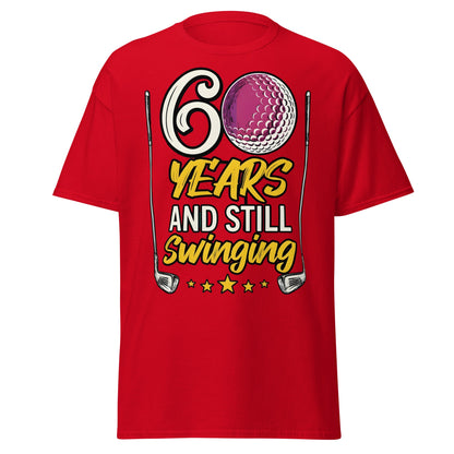 60 Years and Still Swinging Golf Birthday T-Shirt - Red - T-Shirts Online