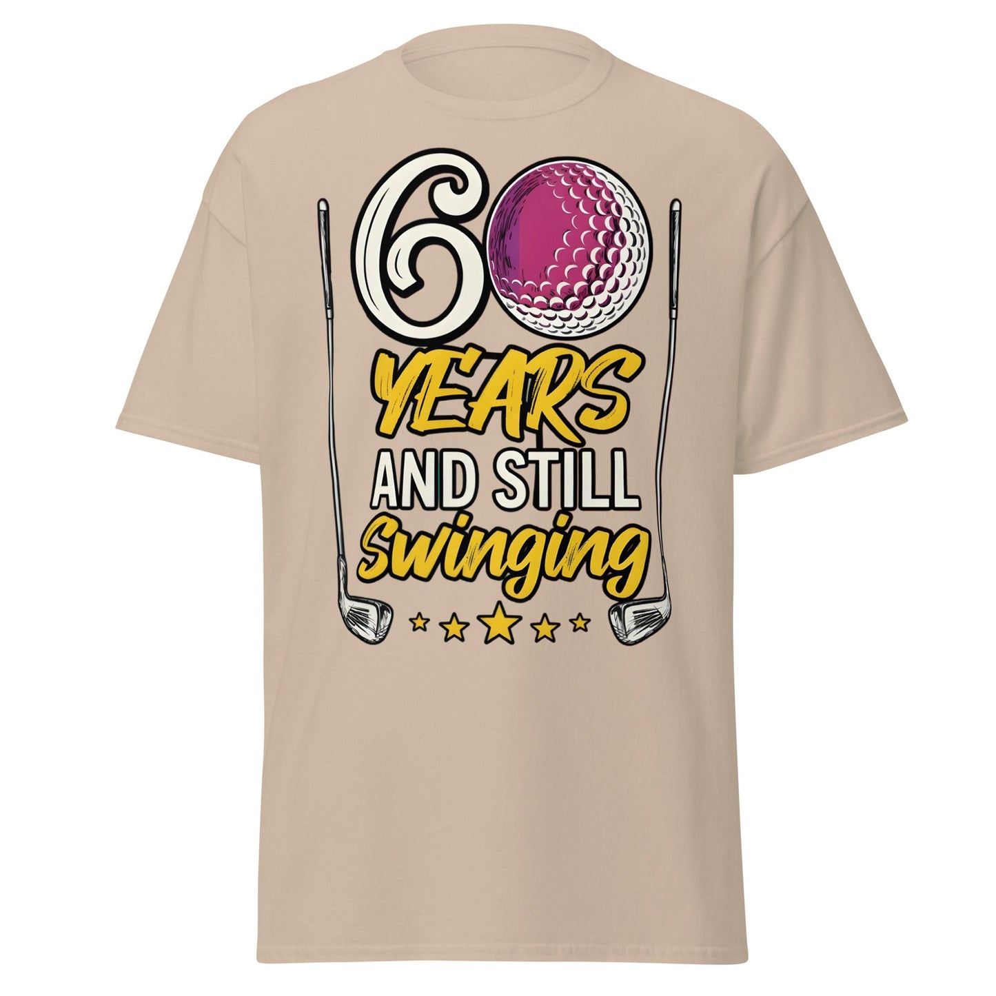 60 Years and Still Swinging Golf Birthday T-Shirt - Sand - T-Shirts Online