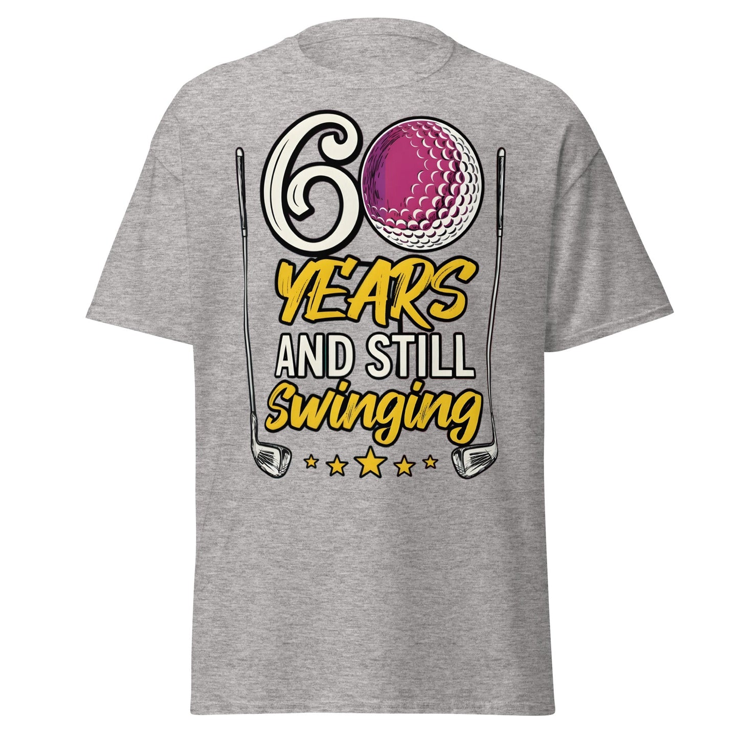 60 Years and Still Swinging Golf Birthday T-Shirt - Sport Grey - T-Shirts Online