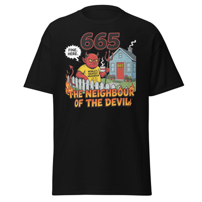665 The Neighbour of the Devil Funny T-Shirt - Black - T-Shirts Online