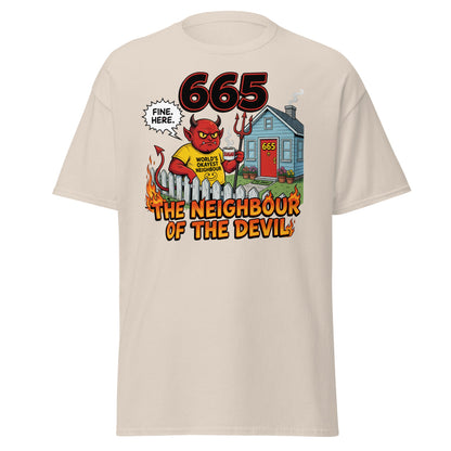 665 The Neighbour of the Devil Funny T-Shirt - Natural - T-Shirts Online