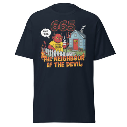 665 The Neighbour of the Devil Funny T-Shirt - Navy - T-Shirts Online