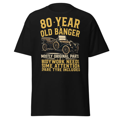 80th Birthday T-Shirt - Funny 80 Year Old Banger Vintage Car - Black - T-Shirts Online