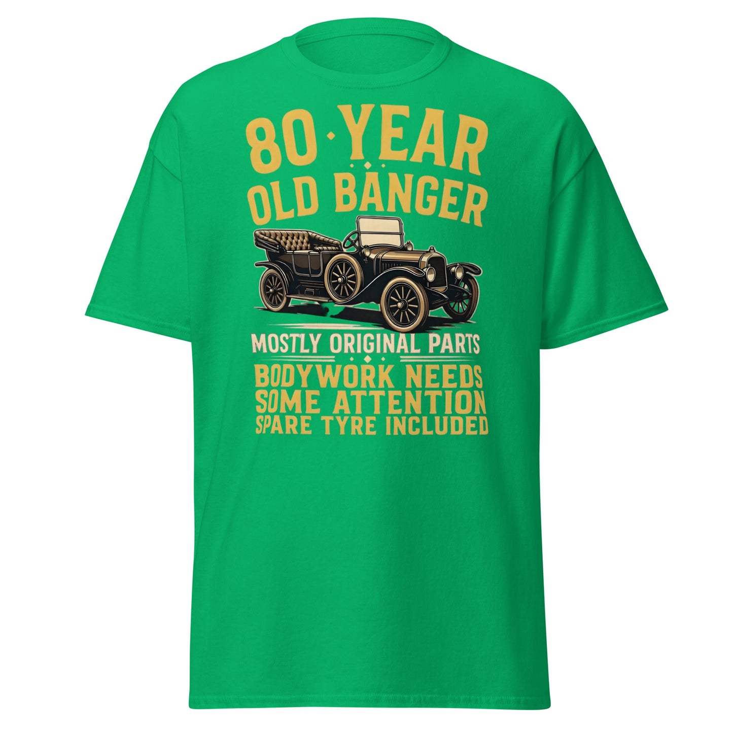 80th Birthday T-Shirt - Funny 80 Year Old Banger Vintage Car - Irish Green - T-Shirts Online