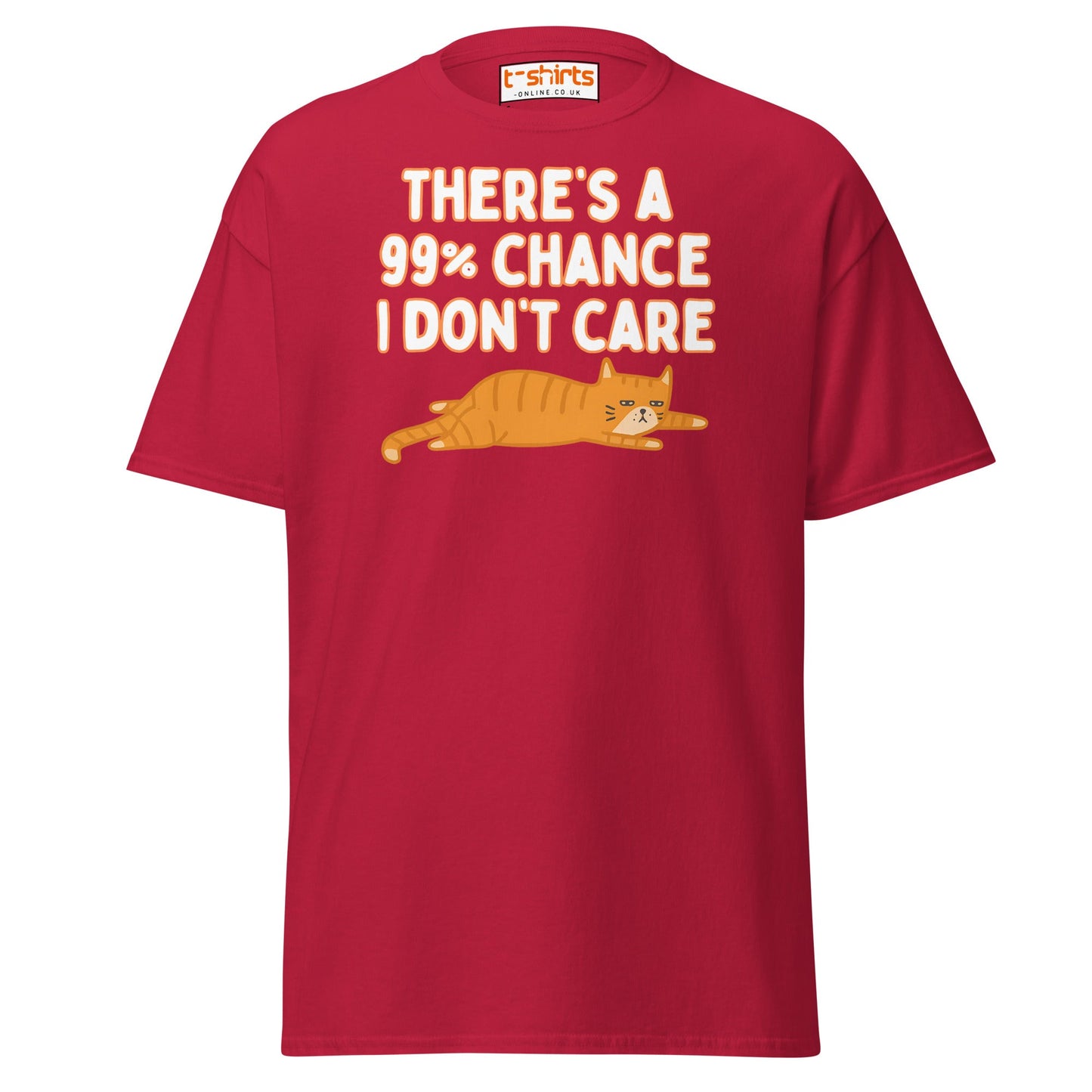 99% Chance I Don’t Care T-Shirt – Funny Cat Tee - Cardinal - T-Shirts Online