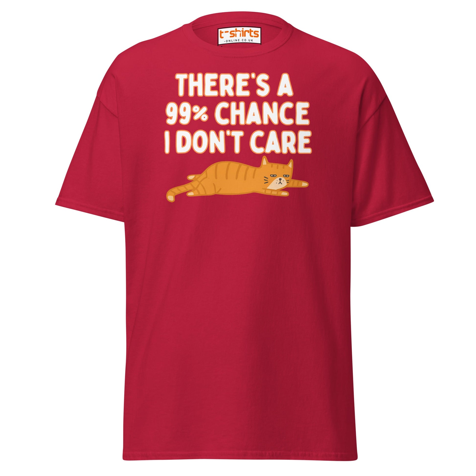 99% Chance I Don’t Care T-Shirt – Funny Cat Tee - Cardinal - T-Shirts Online