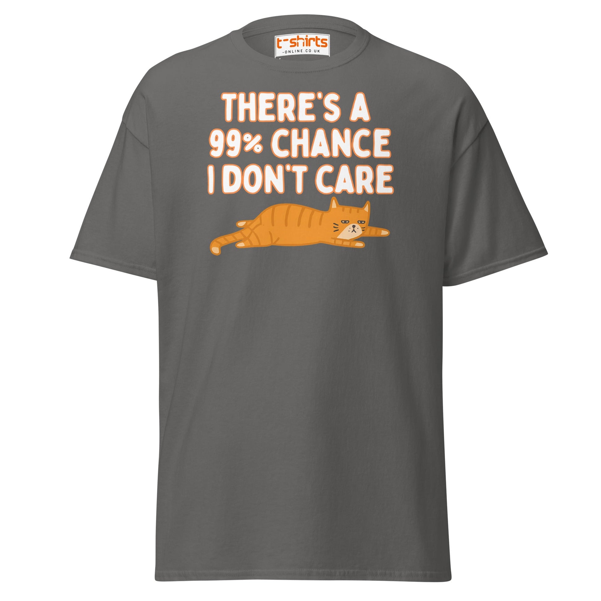 99% Chance I Don’t Care T-Shirt – Funny Cat Tee - Charcoal - T-Shirts Online
