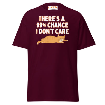 99% Chance I Don’t Care T-Shirt – Funny Cat Tee - Maroon - T-Shirts Online