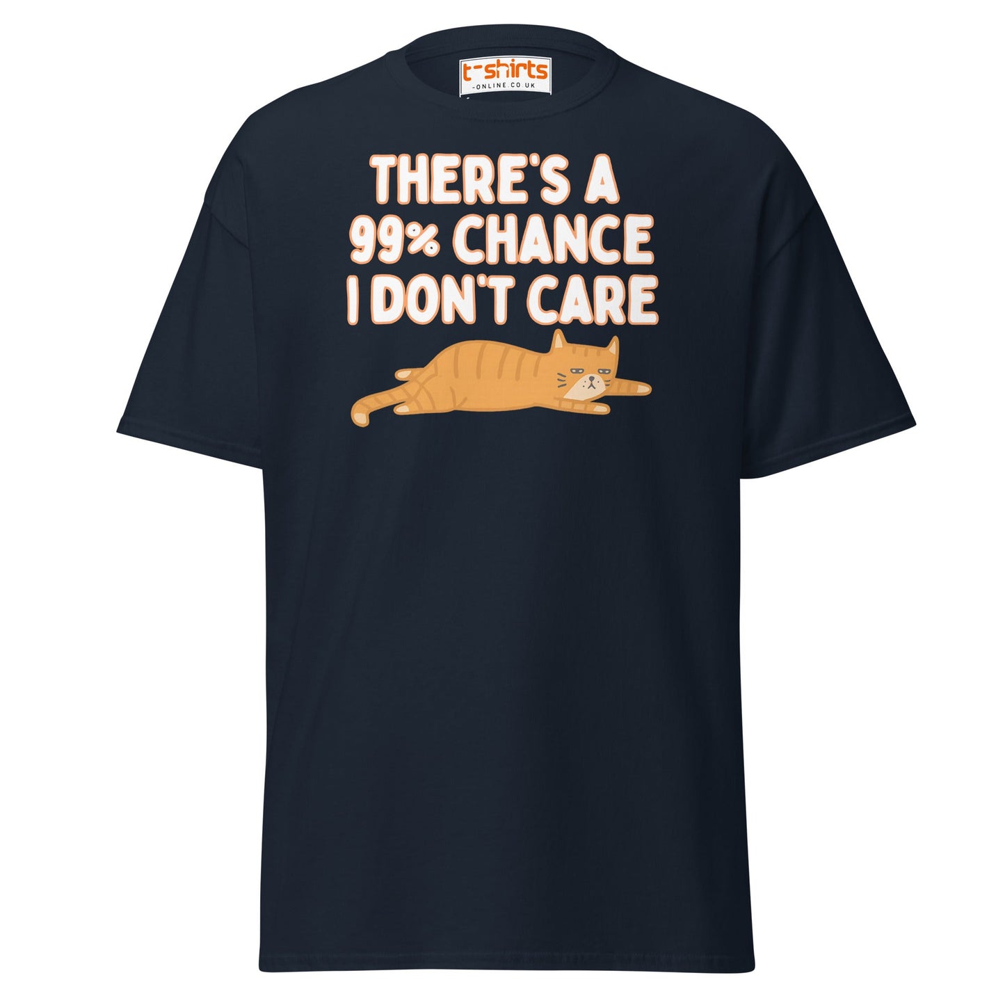 99% Chance I Don’t Care T-Shirt – Funny Cat Tee - Navy - T-Shirts Online