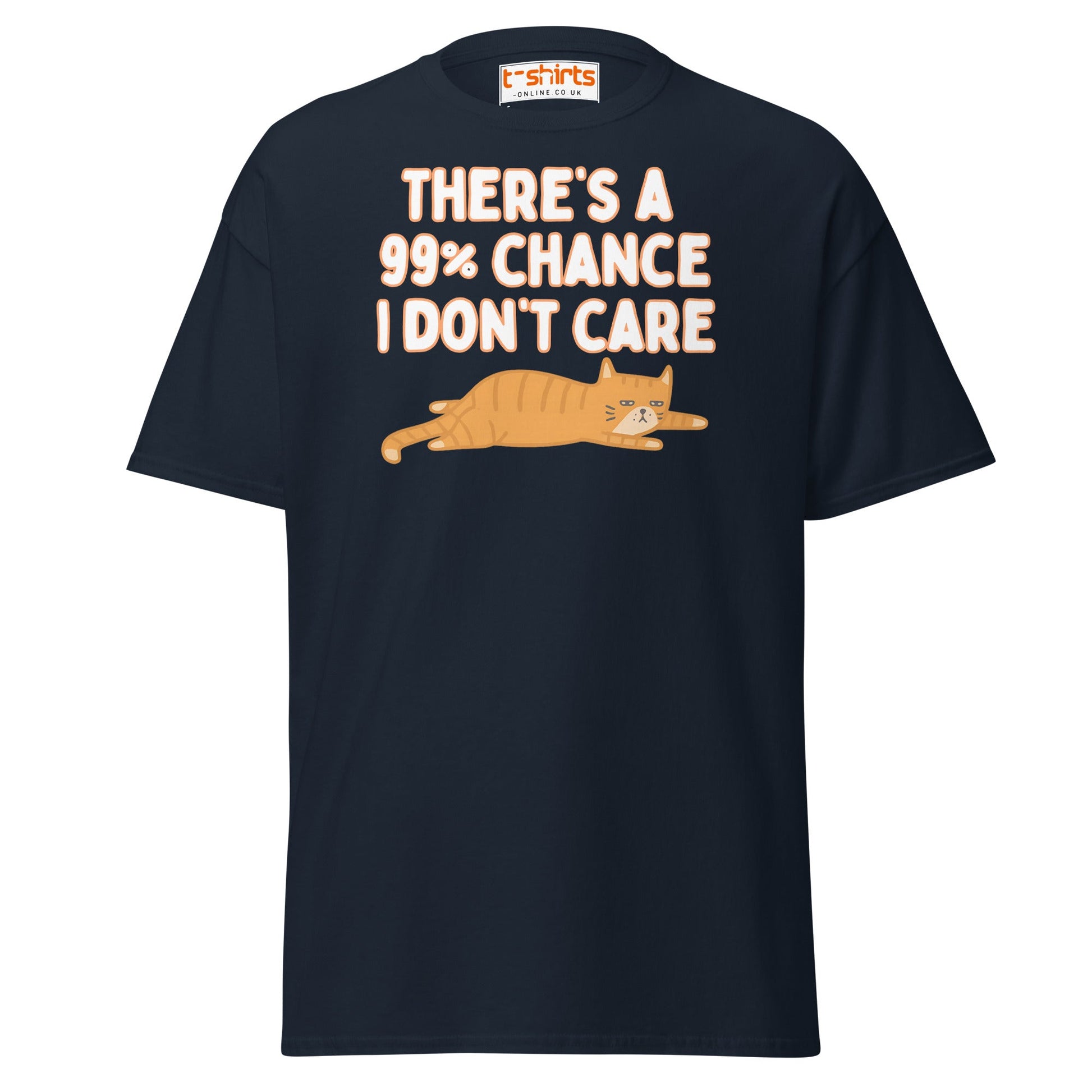 99% Chance I Don’t Care T-Shirt – Funny Cat Tee - Navy - T-Shirts Online