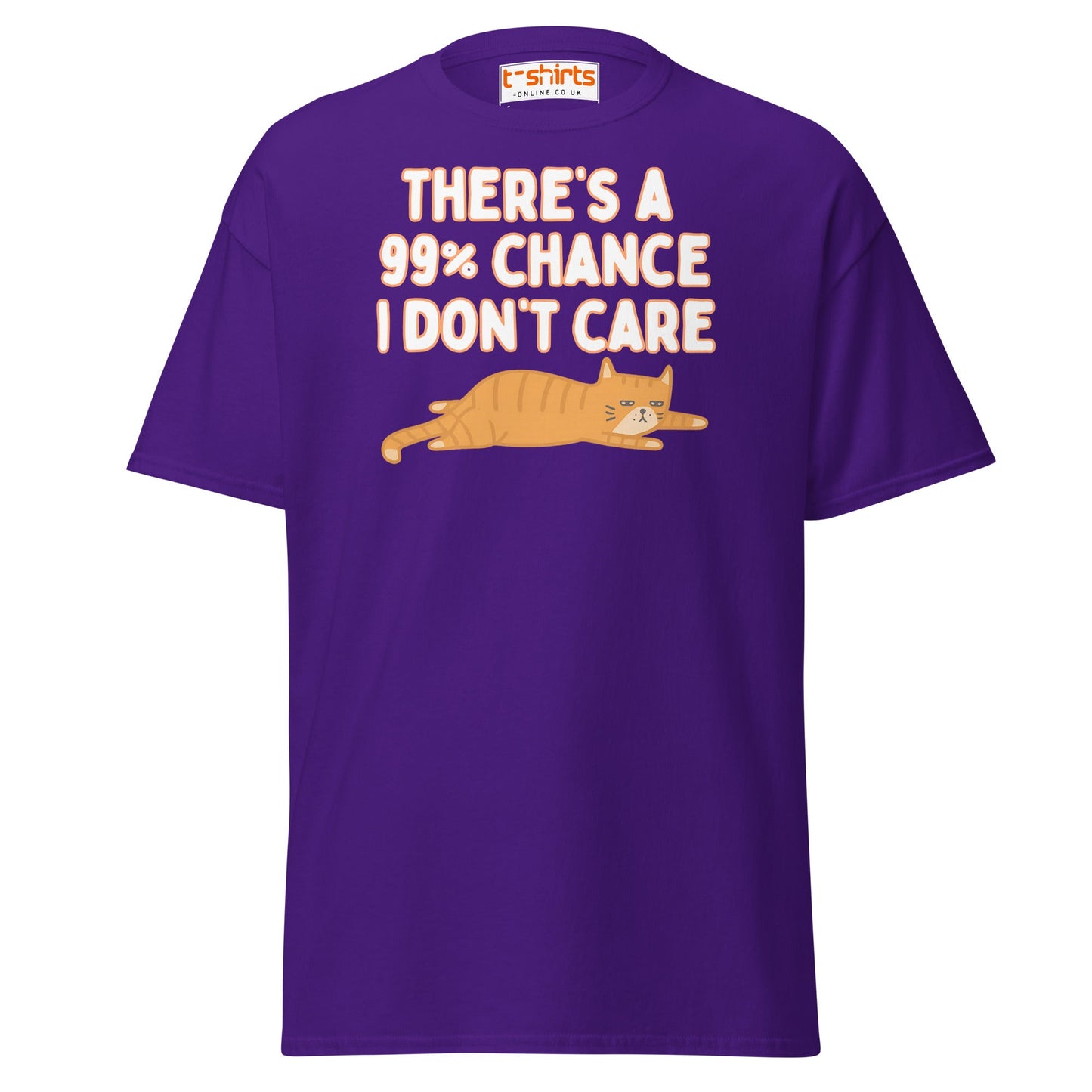 99% Chance I Don’t Care T-Shirt – Funny Cat Tee - Purple - T-Shirts Online