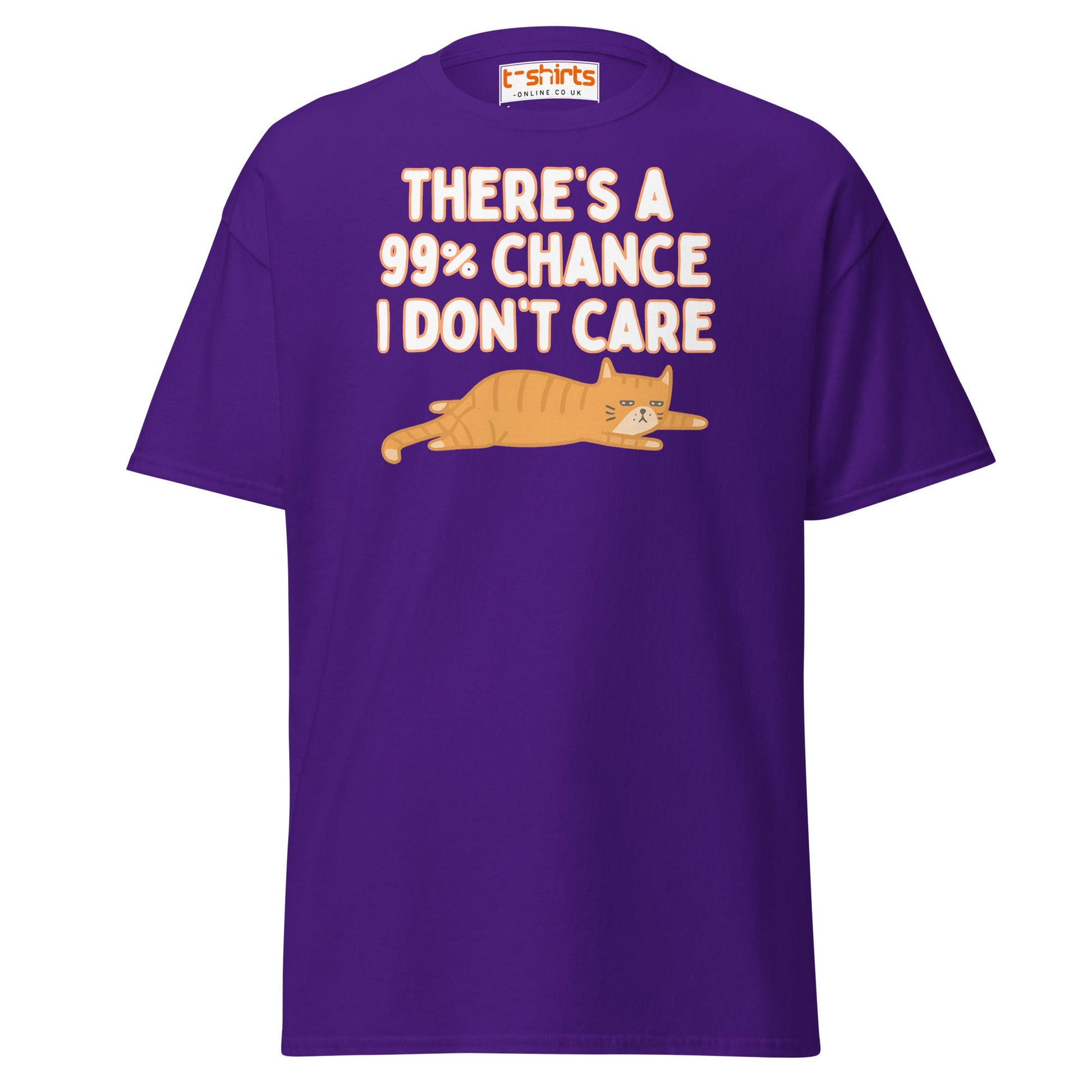 99% Chance I Don’t Care T-Shirt – Funny Cat Tee - Purple - T-Shirts Online