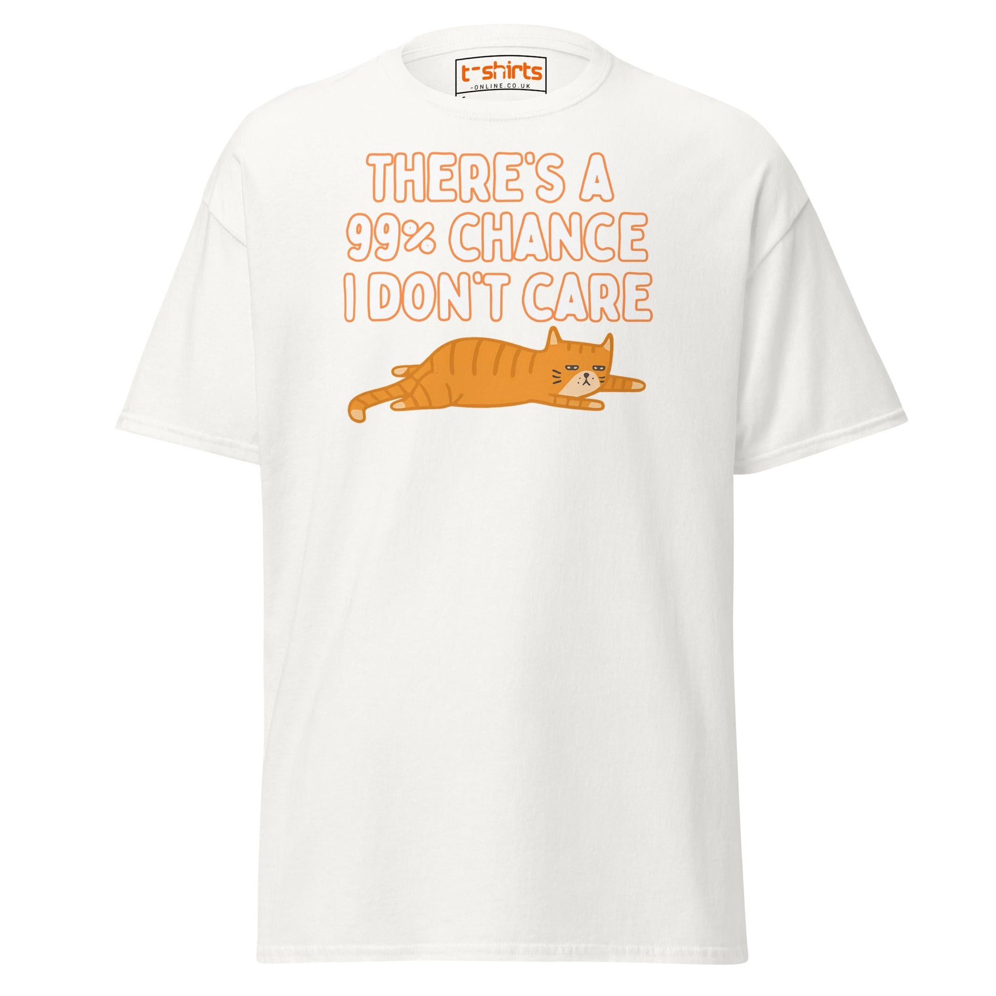 99% Chance I Don’t Care T-Shirt – Funny Cat Tee - White - T-Shirts Online
