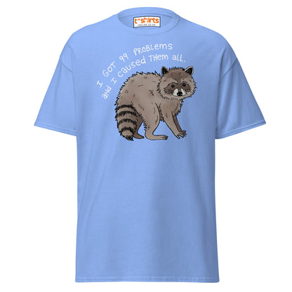 99 Problems Raccoon T-Shirt – Funny Animal Humor Tee - Carolina Blue - T-Shirts Online